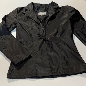 Y2K Rave Black Grungy Goth Vinyl Women's Blazer with front Tie Closure Size S‎